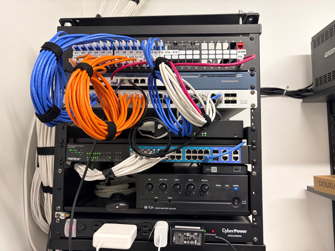 Completed commercial network rack field assignment